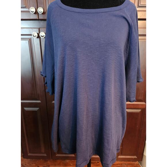 NWT AVA AND VIV blue pullover sweatshirt with lace details 1X - Picture 1 of 8